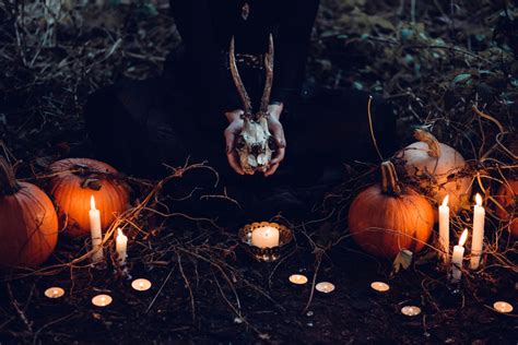 Halloween Night With Skulls And Pumpkins Image Free Stock Photo
