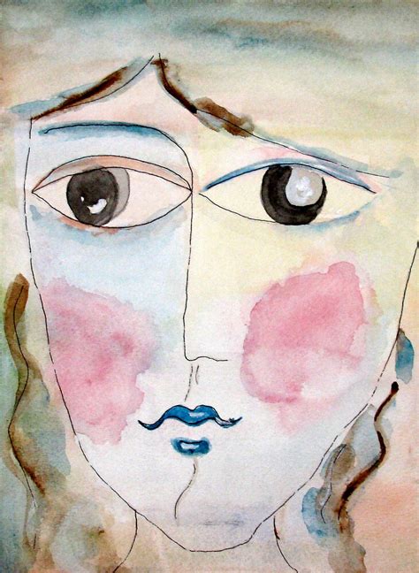 Abstract Watercolor Painting Girl Portrait Modern