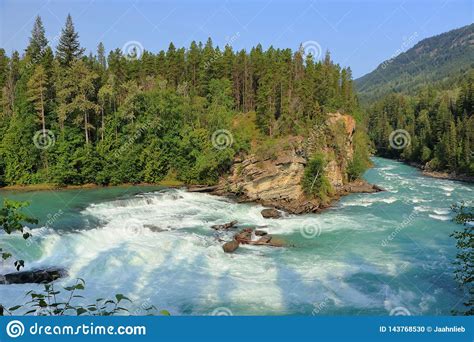 Fraser River Rushing Over Rearguard Falls In The Canadian Rocky