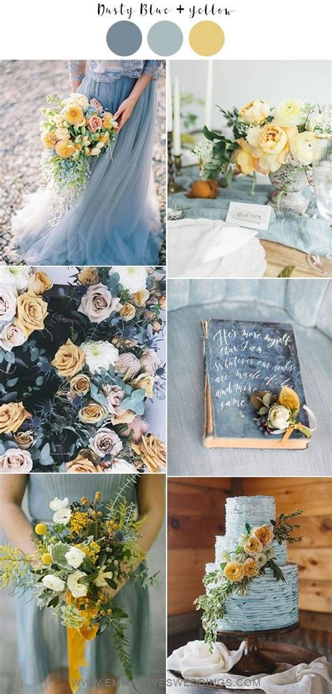 Dusty Blue And Yellow Wedding Color Ideas Yellow Wedding Colors