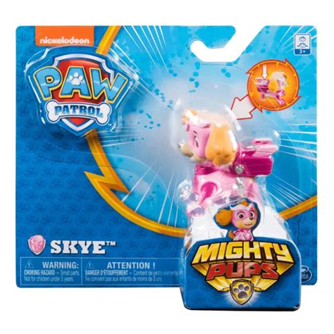 Paw Patrol Mighty Pups Skye Figure With Light Up Paws And Badge 1896