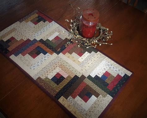 Quilted Table Runner Log Cabin Table Runner Scrappy Table Etsy