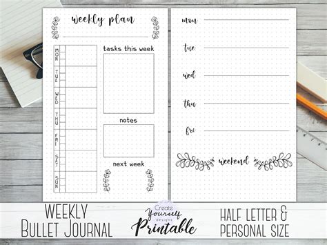 Weekly Bullet Journal Printable Weekly Planner Printable Etsy Israel