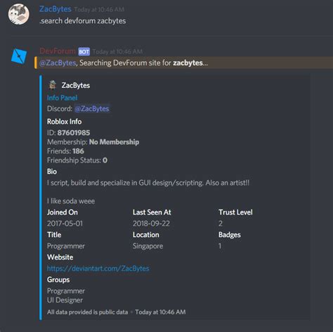 Roblox User Lookup Discord Bot Release Community Resources
