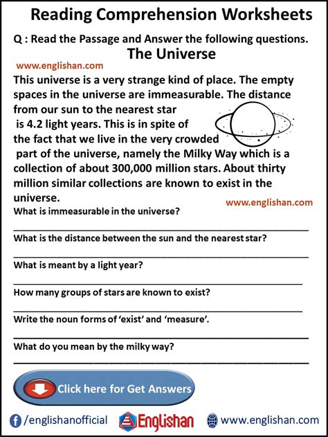 Free Printable Fifth Grade Reading Comprehension Worksheets K Learning Reading Comprehension