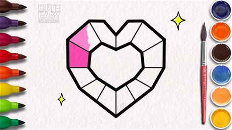 How To Draw A Diamond Heart Cute Easy Drawings For Kids Youtube