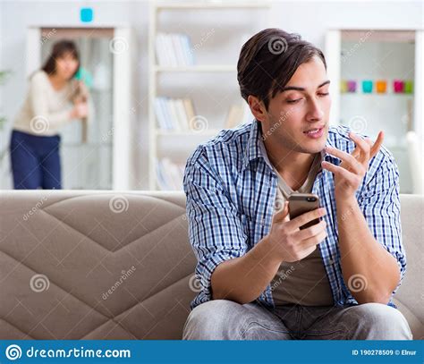 Couple Cheating On Each Other At Home Stock Image Image Of Appointing Flirting 190278509