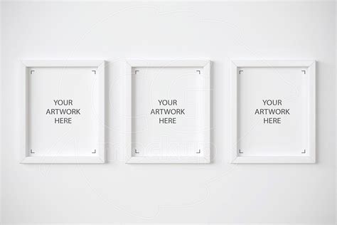 8x10 White Frame Mockup Mockups Set Of 3 Frame Digital By Cgmockup