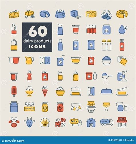 Milk Dairy Products Vector Icon Set Stock Illustration Illustration Of Cream Barrel 290559917