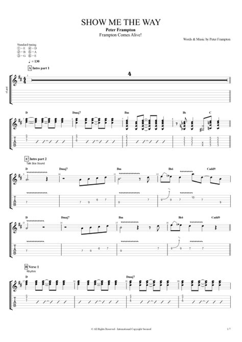 Show Me The Way By Peter Frampton Full Score Guitar Pro Tab
