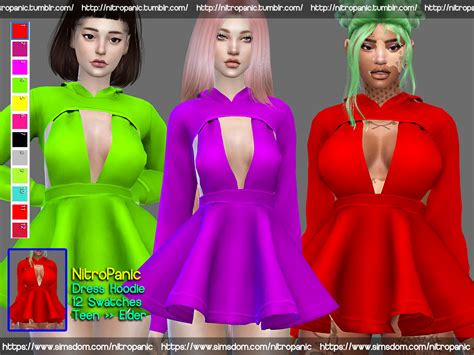 Download Dress With Hoodie 12 Swatches No Adfli All Lods Base Game