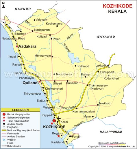 Landkarte Bezirk Kozhikode Karte Bezirk Kozhikode Bezirkskarte