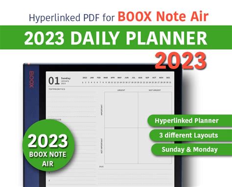 Hyperlinked Daily Journal Planner 2022 Boox Note Air Etsy