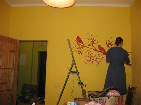 Роспись стен своими руками “Птицы на ветке сакуры” Kuchers Life
