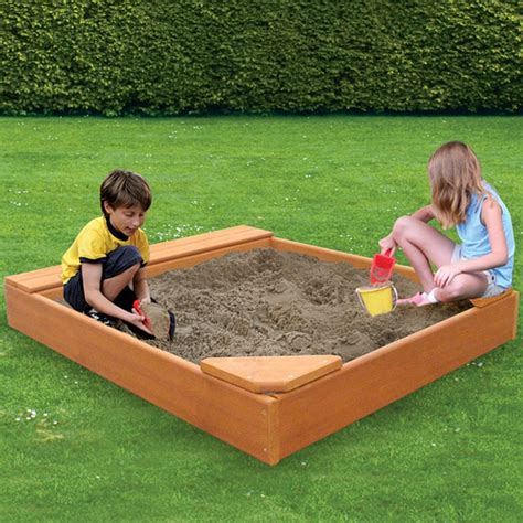 Wooden Sandbox | Wooden sandbox, Big backyard, Backyard toys