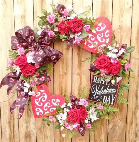 Valentines Day Front Door Wreath Valentines Wreaths Heart Etsy