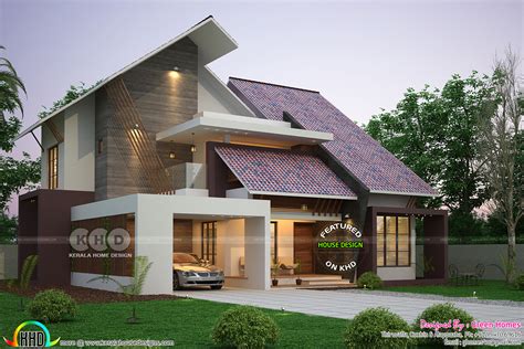 Ultra Modern Slanting Roof House Plan 2450 Sq Ft Kerala Home Design