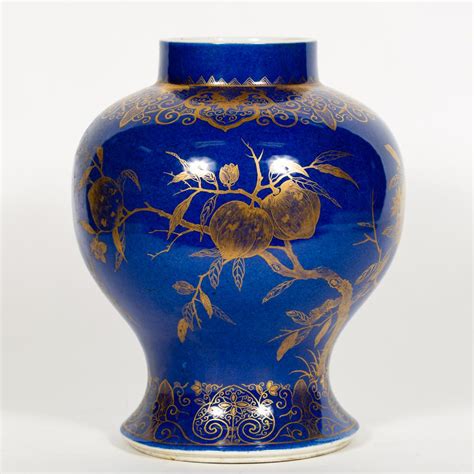 Sold At Auction Chinese Blue Porcelain Vase W Gilt Decoration