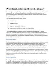 Procedural Justice And Police Legitimac Ee Docx Procedural Justice And Police Legitimacy