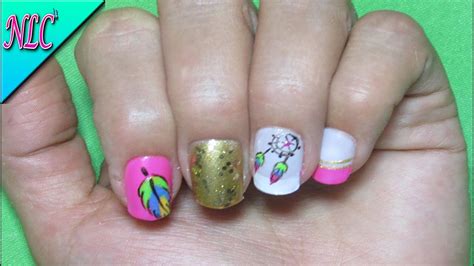 Decoración de uñas con piedras minimalista. Decoracion de uñas Atrapasueños - Decoracion de uñas pluma ...