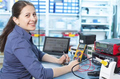 Woman Soldering A Printed Circuit Board Stock Image F0132064