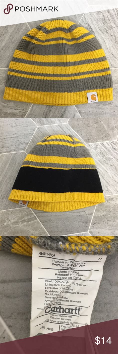Carhartt Yellow And Gray Stripe Stocking Hat Knit Carhartt Gray And Yellow