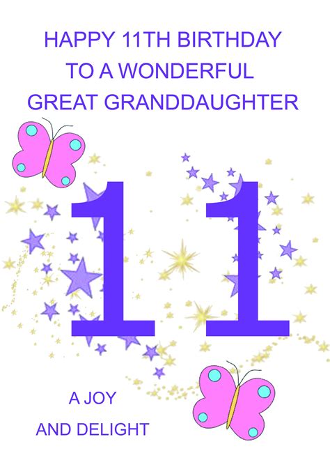 Great Granddaughter 11th Birthday Card Etsy