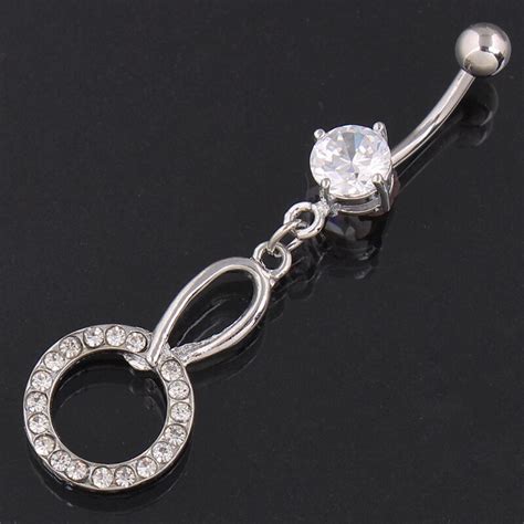 High Quality Round Cz Dangle Ring Belly Button Ring G Belly Bar Body
