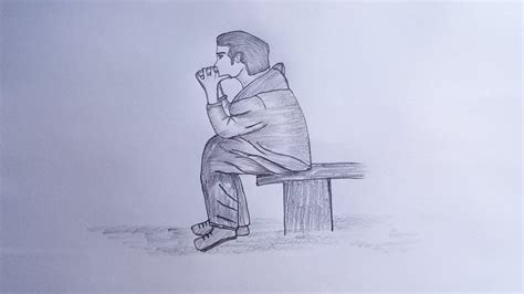 How To Draw A Boy Sitting Alone Lonely Boy Pencil Sketch Youtube