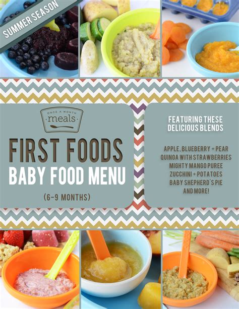 They're great for hand to eye coordination + introducing your little one to lots of new yummy tastes! First Foods (6-9+ Month) Summer Baby Food Menu | Homemade ...