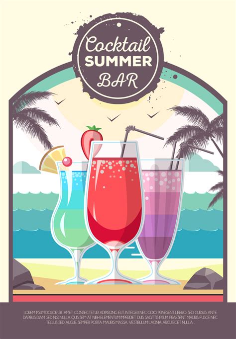 Cocktail Summer Bar Poster Template Vector 02 Welovesolo