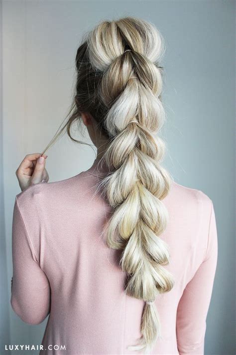 Make a side part, then take a section of hair from the front left side of your part to your left temple. How To: Pull-Through Braid | Braids for long hair, Long ...
