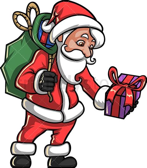 Santa Claus Leaving Ts Cartoon Vector Clipart Friendlystock
