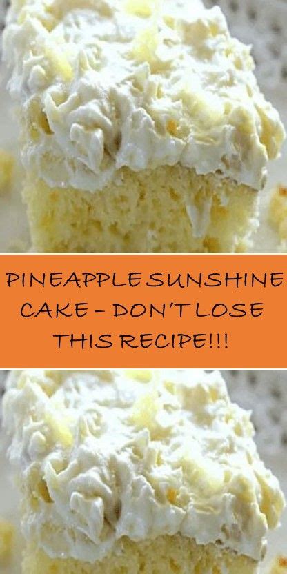 Pineapple Sunshine Cake Dont Lose This Recipe Cake Cooking