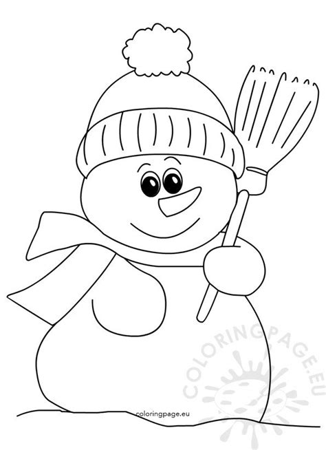 snowman  broom image coloring page