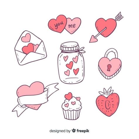 Free Vector Valentines Day Doodle Elements Collection Valentines