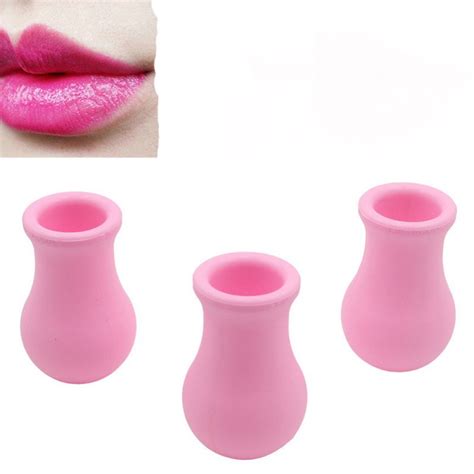 Women Silicone Sexy Lip Plumper Full Lips Enhancer Lovely Pink Vase