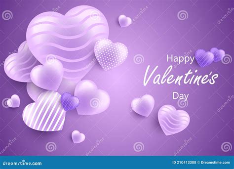 Purple Valentine S Day Background With Greeting Text 3d Hearts On A