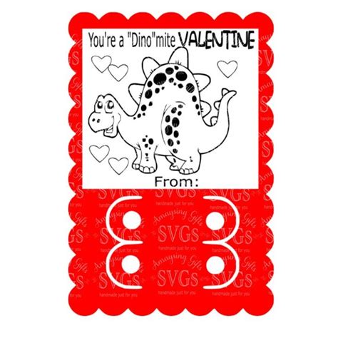 Dinosaur Valentine Crayon Card svg Valentine svg Dino-mite Valentine