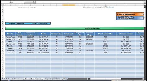 Plantilla En Excel Control De Cobro De Facturas Bs Free Download