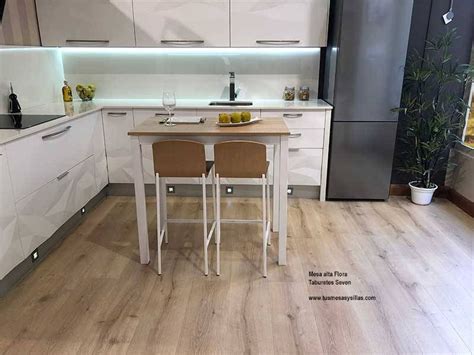 ¿quieres comprar una mesa de cocina fija o extensible a buen precio☝? Mesa alta-Barra de cocina extensible moderna Flora.