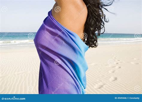 Girl On Beautiful Beach Stock Photo Image Of Draped 4949446