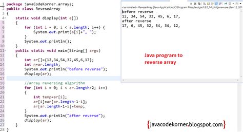 You can define string array in below given two methods. Java Program to Reverse Array - Java Code Korner