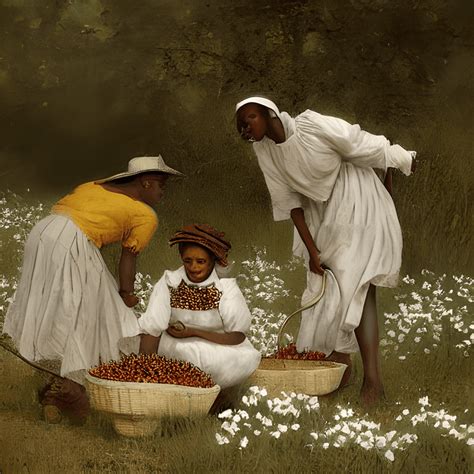 Picking Cotton Hand Painted Deep South 1800s Photograph · Creative Fabrica