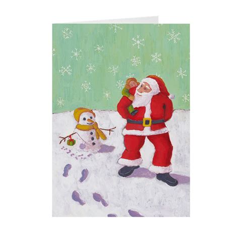 the snowman s present greeting card tina lewis art