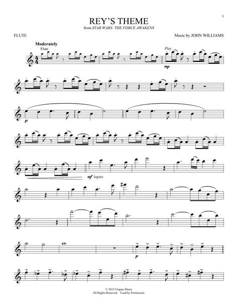 Reys Theme From Star Wars The Force Awakens Sheet Music John Williams Flute Solo