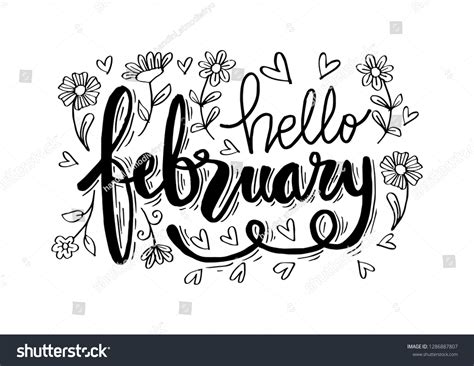 Hello February Hand Lettering Stock Vector Royalty Free 1286887807