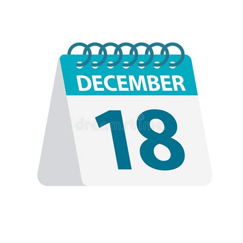 December 18 Calendar Icon Vector Illustration Of One Day Of Month