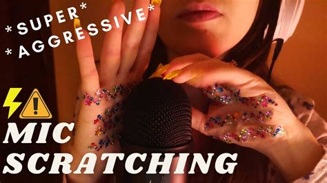 asmr fast and aggressive mic scratching with nails and hands 100 brain melting extra