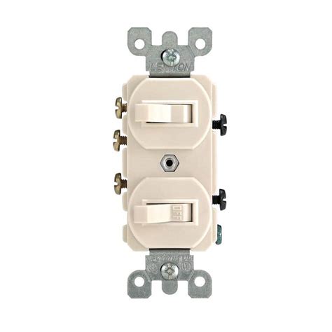 Leviton 15 Amp 3 Way Combination Double Switch Light Almond R66 05241